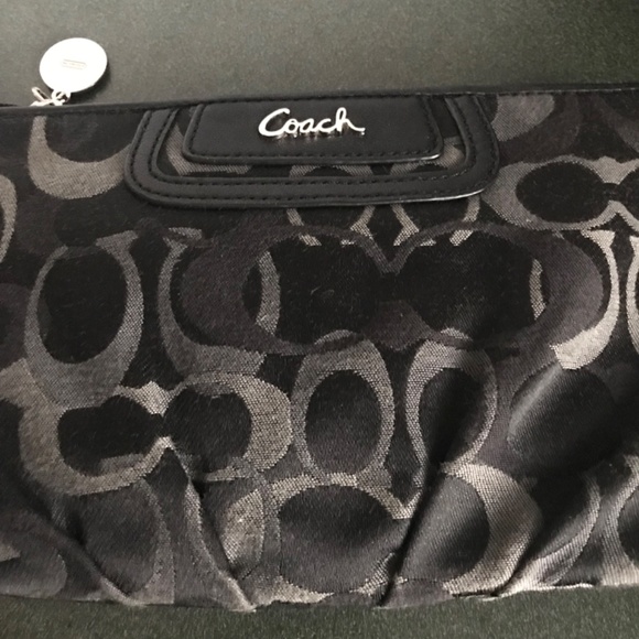 Coach Black Canvas Leather Wristlet Clutch - Picture 13 of 15